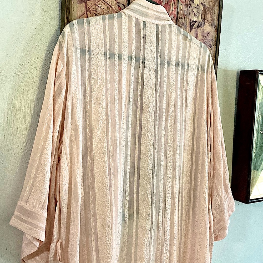 SAKS FIFTH AVENUE 100% SILK KIMONO ROBE SHORT ROBE SILK LOUNGEWEAR - Picture 8 of 13